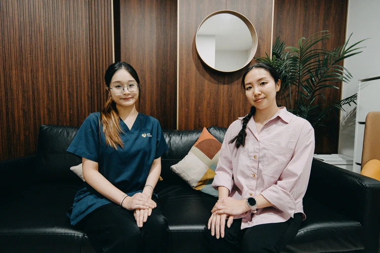 Nurse welcoming a patient at the clinic lounge before a heart screening